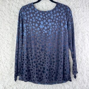The‎ Pyramid Collection Star Velvet Long Sleeve Drapped Back Blue Ring Sleeve L